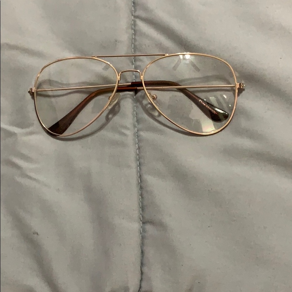 Gold rim clear glasses